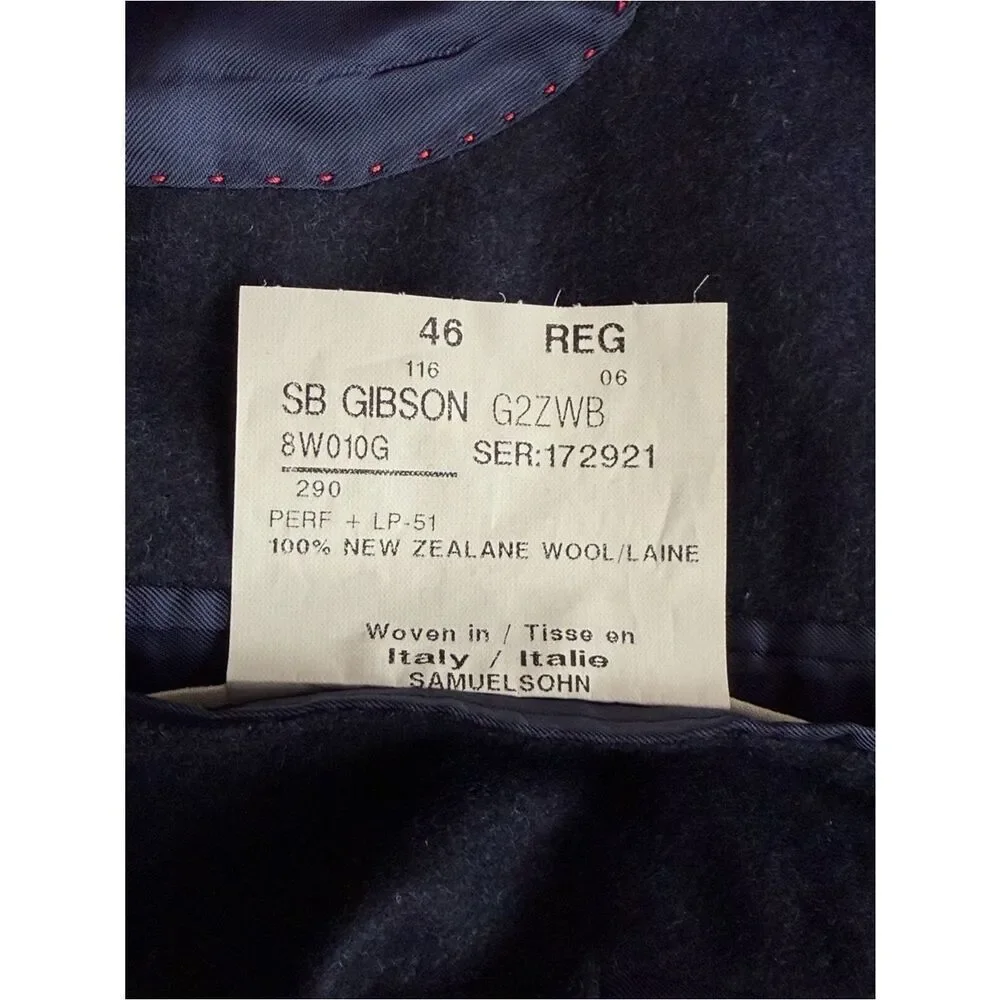 Samuelsohn Loro Piana Sweet Felt Blazer Navy Wool Sport Coat 46R - US 40-42